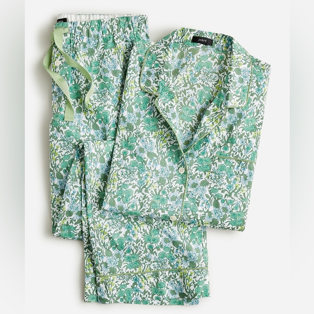 J. Crew 100% Cotton Women's Green Floral Pajama Pants